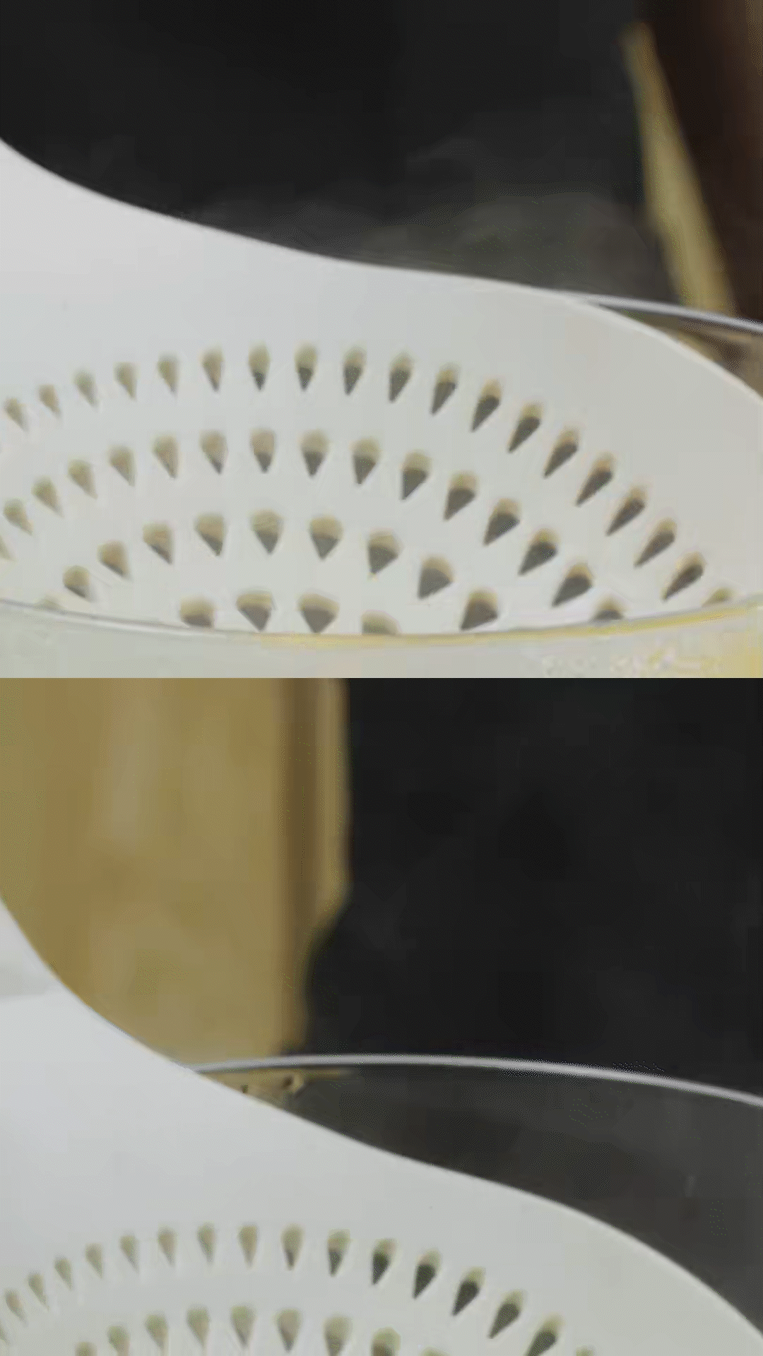 玉米筍對(duì)半切開、口蘑切片、豌豆去殼
